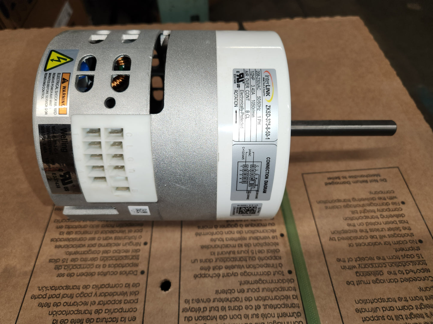 1/2 HP PROGRAMABLE ECM BLOWER MOTOR, 208-230/50-60/1