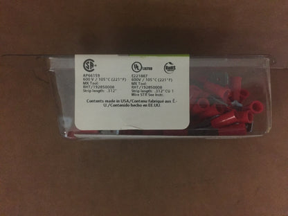 22-18 AWG MALE DISCONNECTS, mm2, .250" VINYL, 100PK