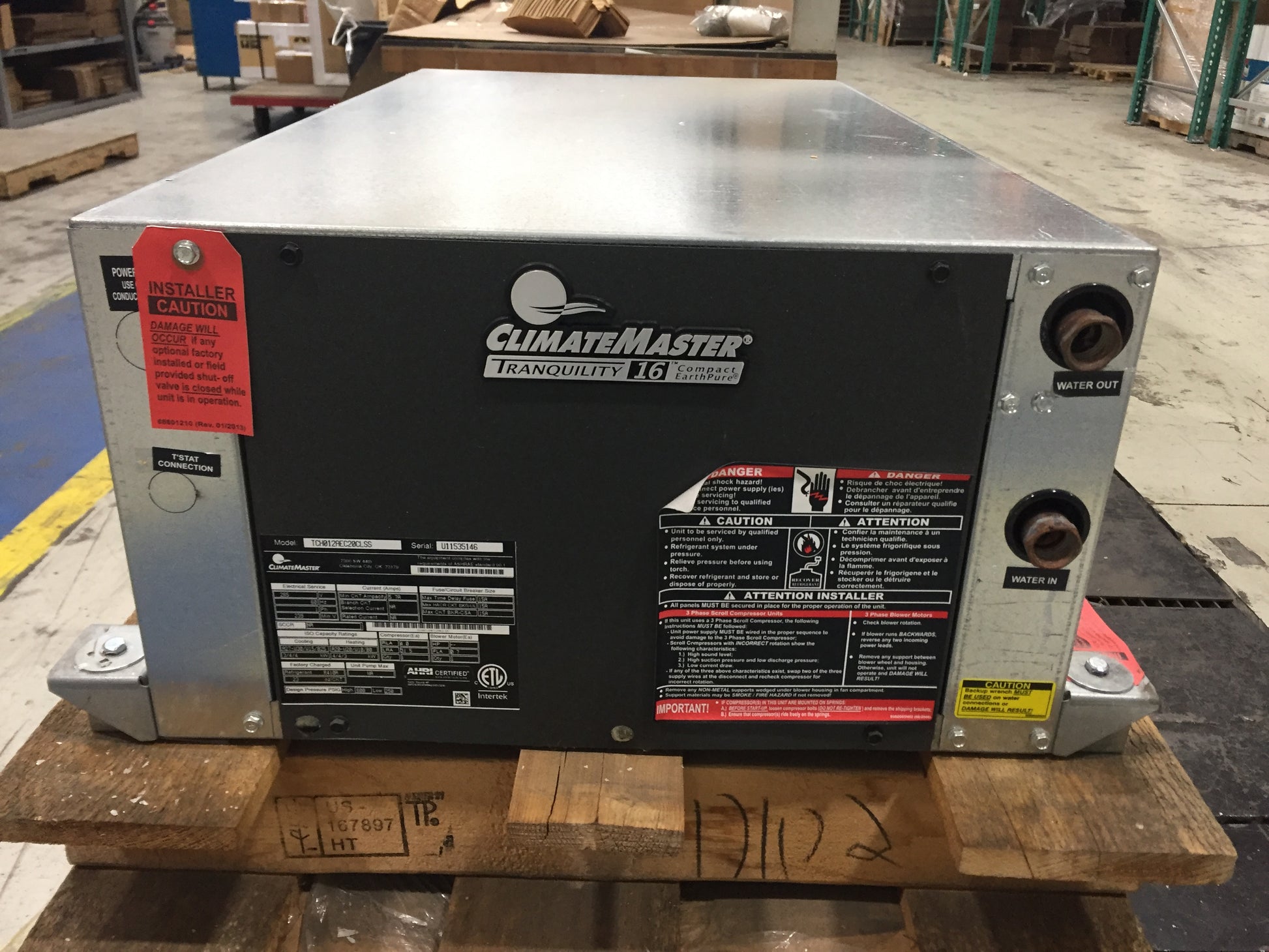 1 TON "TC" SERIES HORIZONTAL GEOTHERMAL INDOOR HEAT PUMP WITH PSC MOTOR, 265/60/1, R-410A