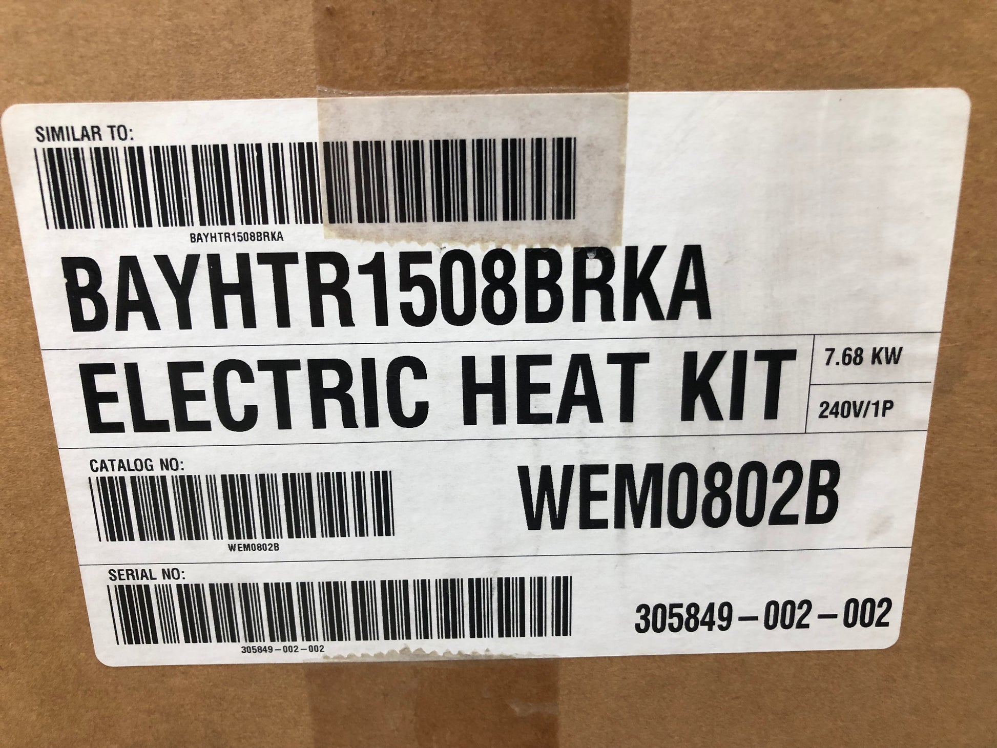 8 KW ELECTRIC HEAT KIT WITH BREAKER 240/60/1