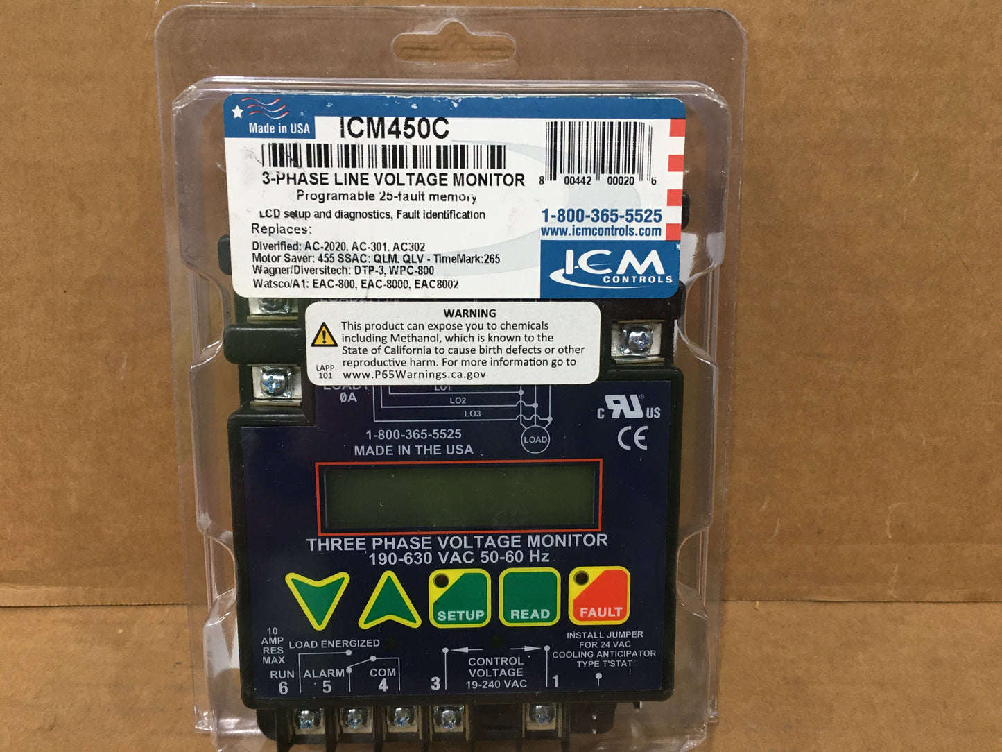 PROGRAMABLE THREE PHASE LINE VOLTAGE MONITOR, 190-630VAC 50-60HZ