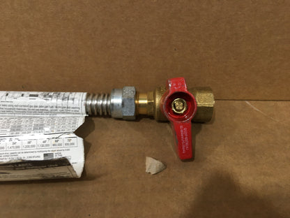 1/2" OD, 3/8" ID STAINLESS STEEL GAS CONNECTOR, 1/2" MIP x 1/2" FIP BALL VALVE, 18" IN LENGTH, CSA APPROVED 