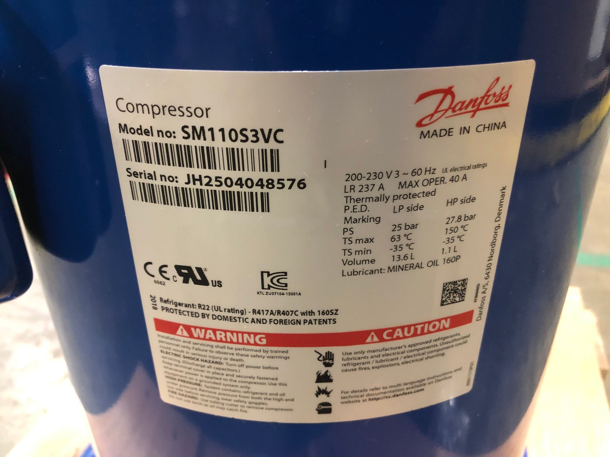 9 TON AC/HP SCROLL COMPRESSOR 200-230/60/3 R-22