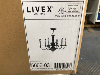 WHITE 6 BULB BASIC CHANDELIER 60 WATTS