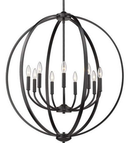 9 BULB 31" WIDE BRONZE CHANDELIER