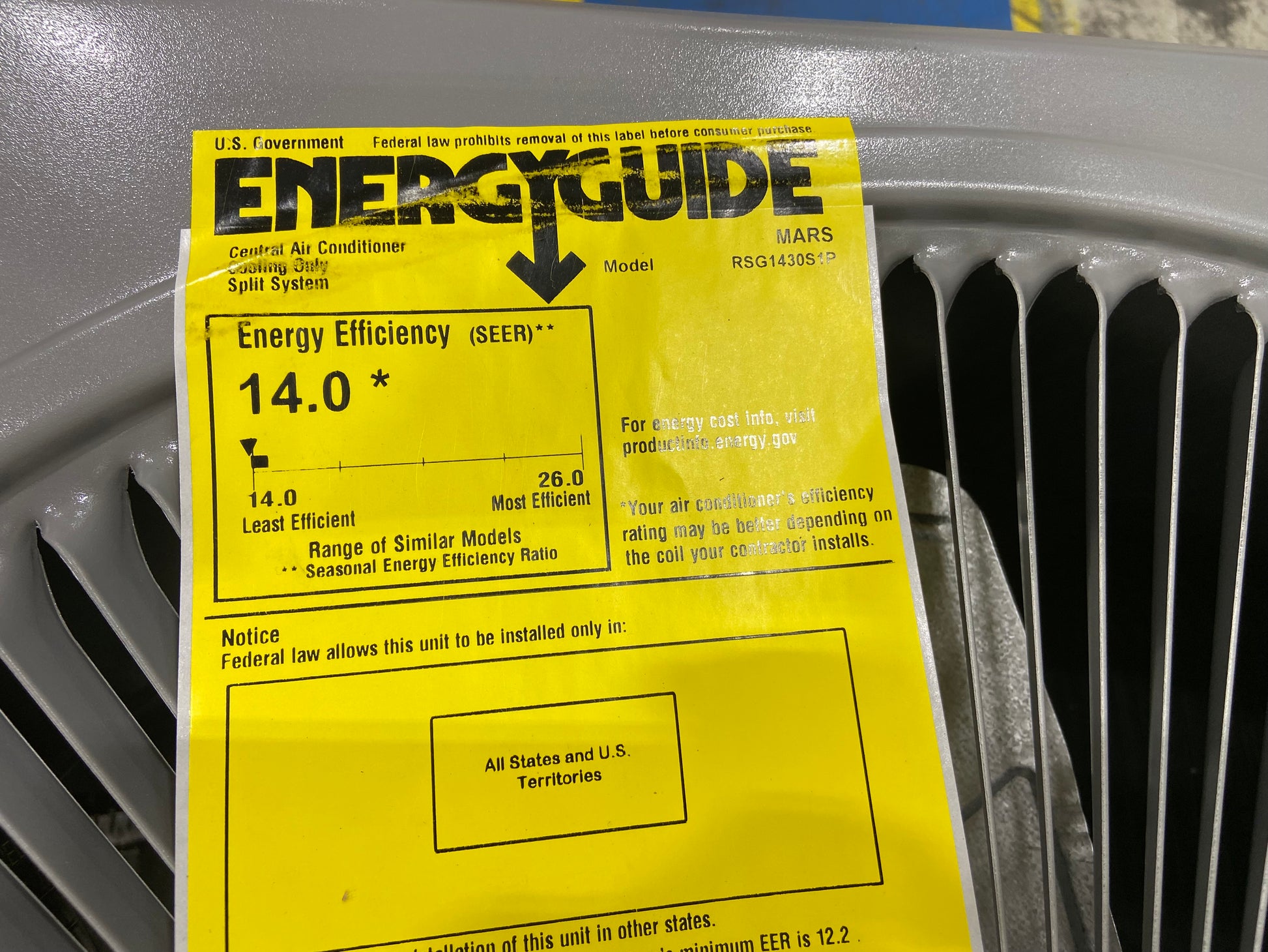 1/2 TON SPLIT-SYSTEM AIR CONDITIONER 208-230/60/1 R-410A 14 SEER