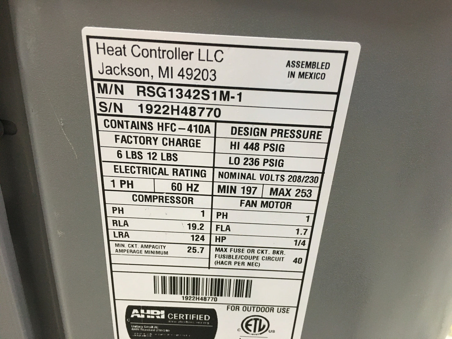 3 1/2 TON SPLIT-SYSTEM AIR CONDITIONER 208-230/60/1 R-410A 13 SEER