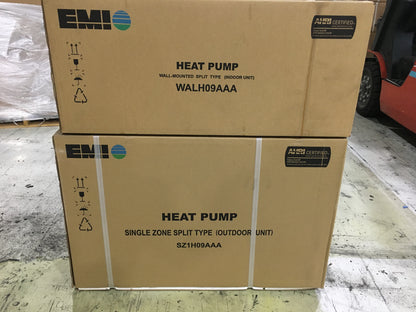 9,000 BTU VARIABLE SPEED SINGLE ZONE MINI SPLIT OUTDOOR HEAT PUMP CONDENSER AND INDOOR WALL AIR HANDLER SET 115/60/1 VOLT 13.5 EER/22.5 SEER