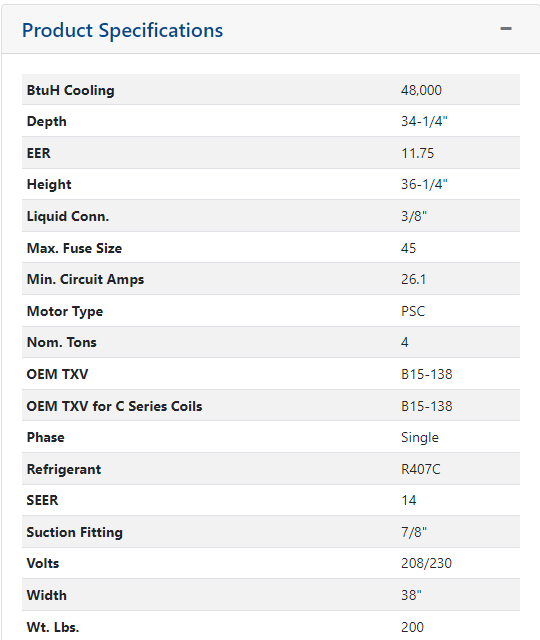 4 TON 'LX' SERIES SPLIT-SYSTEM NON-COMMUNICATING AIR CONDITIONER, 14 SEER,  208-230/60/1, R-407C