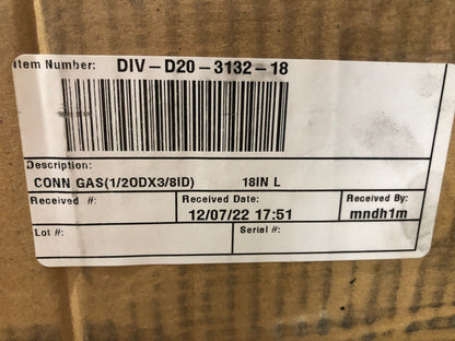 1/2" OD X 1/2" MIP X 1/2" FIP X 18" GAS CONNECTOR