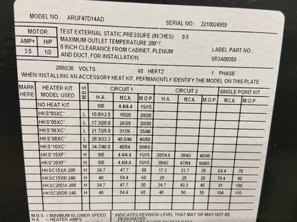 4 TON MULTI-POSITION PSC AIR HANDLER 208-230/60/1 R-410A CFM 1310 14 SEER