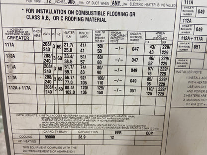 8.5TON CONVERTIBLE 2-STAGE ROOFTOP AC, 208-230/60/3	