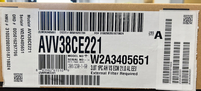 3 TON AC/HP AIR HANDLERS "AFFINITY" SERIES MULTIPOSITION, VARIABLE SPEED ECM, COMMUNICATING FANCOIL, 20 SEER, 208-230/60/1, R-410A, CFM:1267