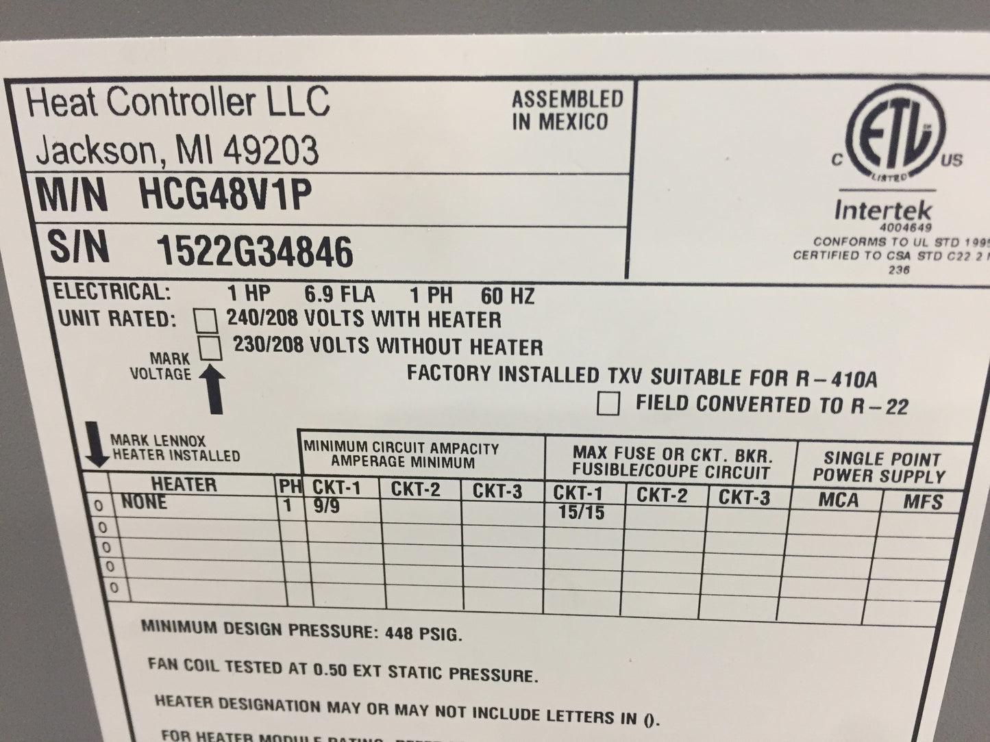 4 TON AC/HP ECM UPFLOW/HORIZONTAL FAN COIL 208-230/60/1 R-410A 16 SEER CFM 2185