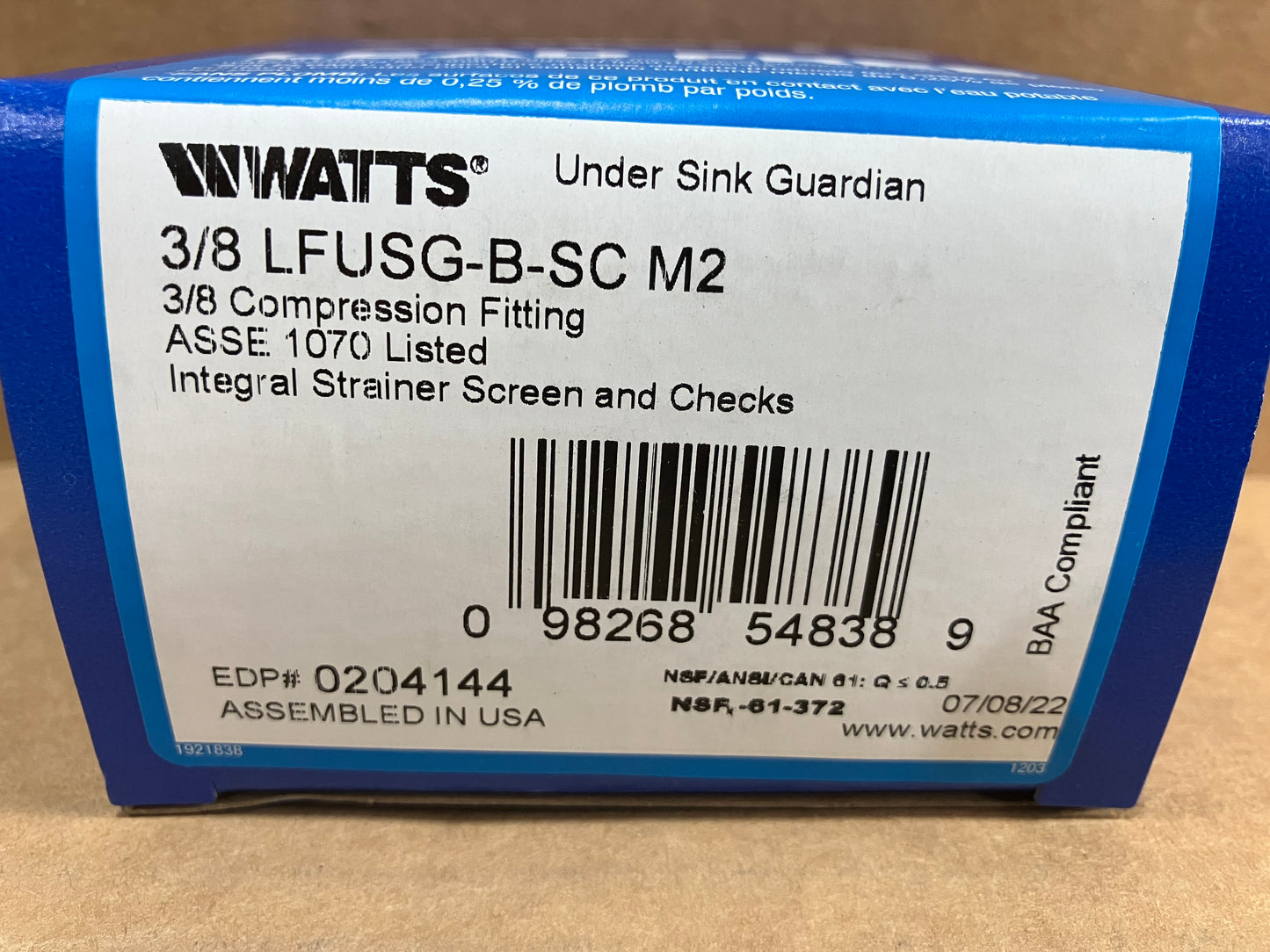 3/8" UNDER SINK GUARDIAN THERMOSTATIC MIXING VALVE, COMPRESSION FITTING