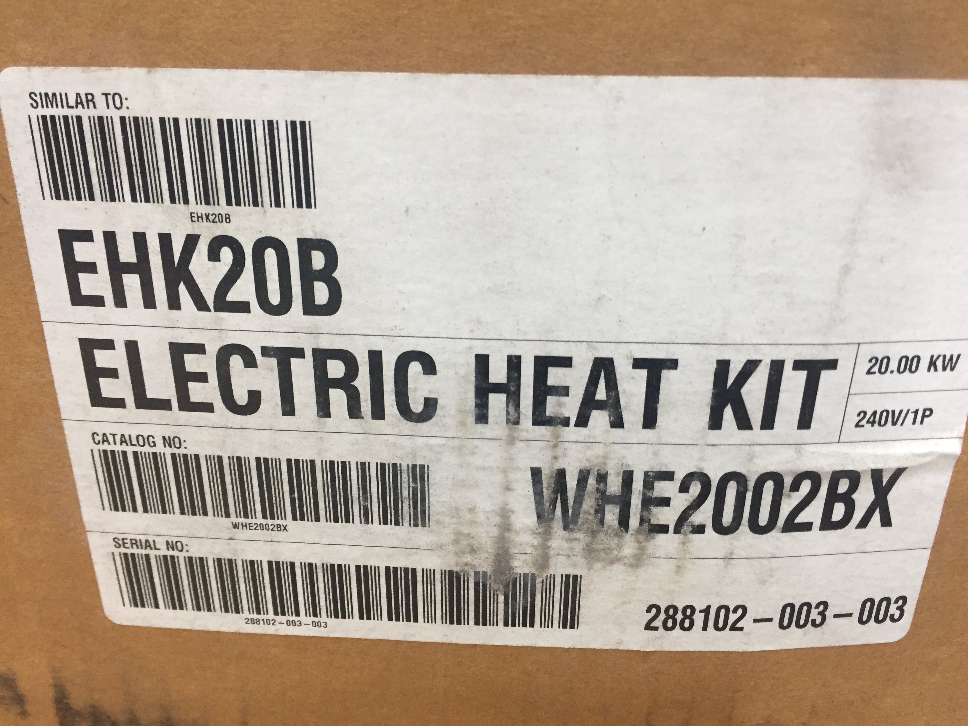 eeeページ 20 kW Electric Heat Kit w/Integral Limit Control, 240V, 60Hz, 1