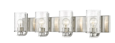 4 LIGHT WIDE BATHROOM VANITY LIGHT, BRUSHED NICKEL, 120/60