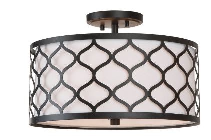 FELICIA 3 LIGHT SEMI-FLUSH MOUNT CEILING LIGHT, 15", MATTE BLACK, 120/60