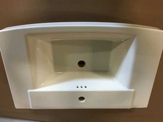 30" FIRECLAY PEDESTAL BATHROOM SINK WITH SINGLE FAUCET HOLE AND OVERFLOW-LESS PEDESTAL