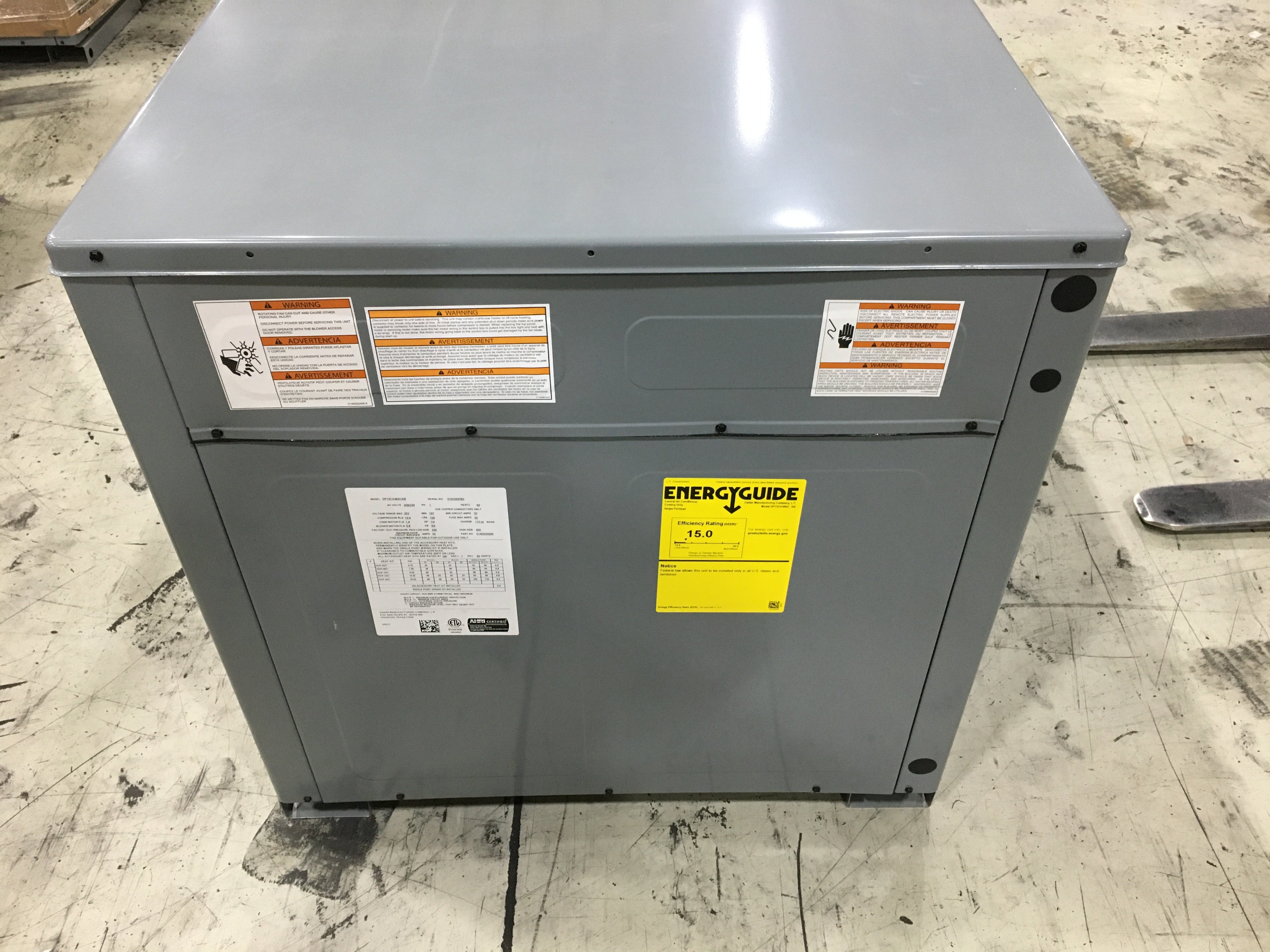 4 TON 1-STAGE HORIZONTAL PACKAGED AIR CONDITIONING UNIT, 15 SEER