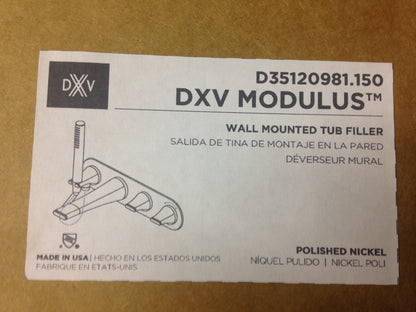 DXV MODULUS WALL MOUNT TUB FILLER, POLISHED NICKEL