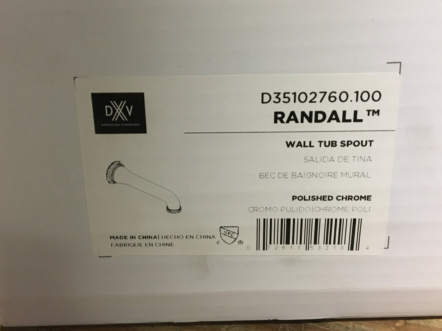 RANDALL WALL TUB SPOUT-POLISHED CHROME