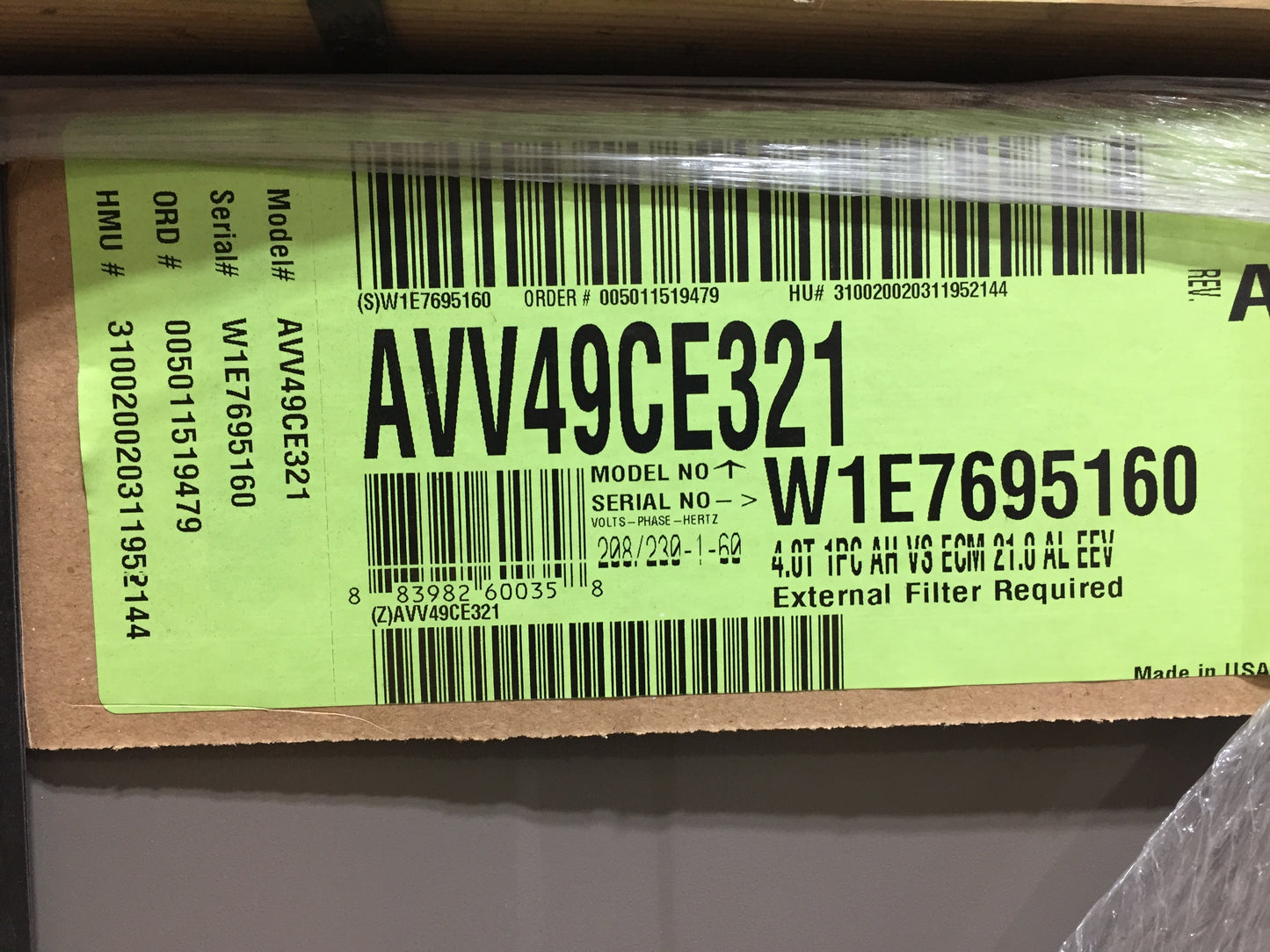 4 TON  AC/HP "AFFINITY" SERIES  MULTI-POSITION, VARIABLE SPEED ECM, COMMUNICATING FANCOIL, 20 SEER, 208-230/60/1, R-410A, CFM:1633 