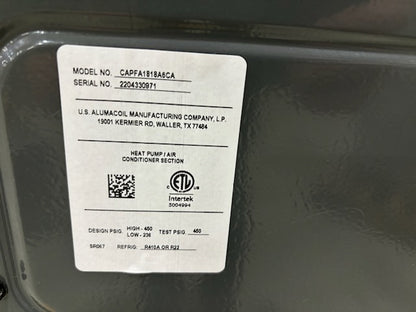 1.5 TON AC/HP UPFLOW/DOWNFLOW CASED A COIL, R-22/R-410A 