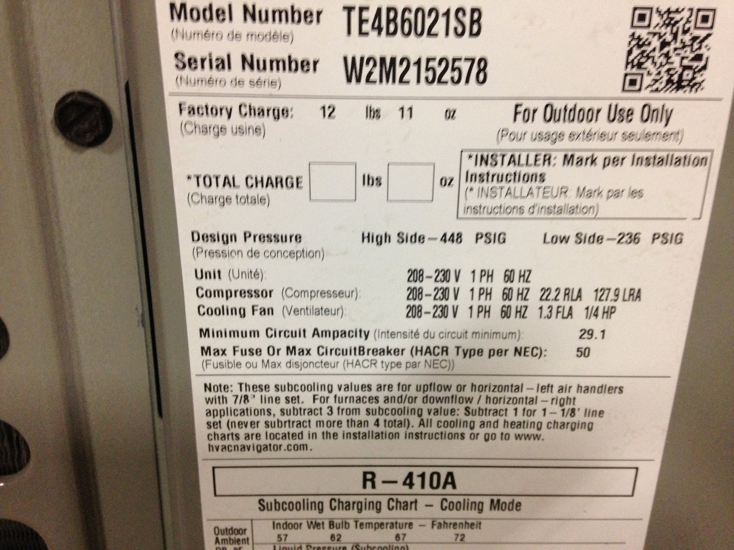 5 TON 'LX' SERIES NON-COMMUNICATING SPLIT-SYSTEM HEAT PUMP , 14 SEER 208-230/60/1, R410A