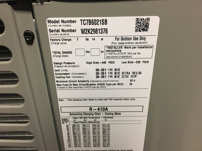 5 TON SPLIT-SYSTEM AIR CONDITIONER 208-230/60/1 R410A 17 SEER