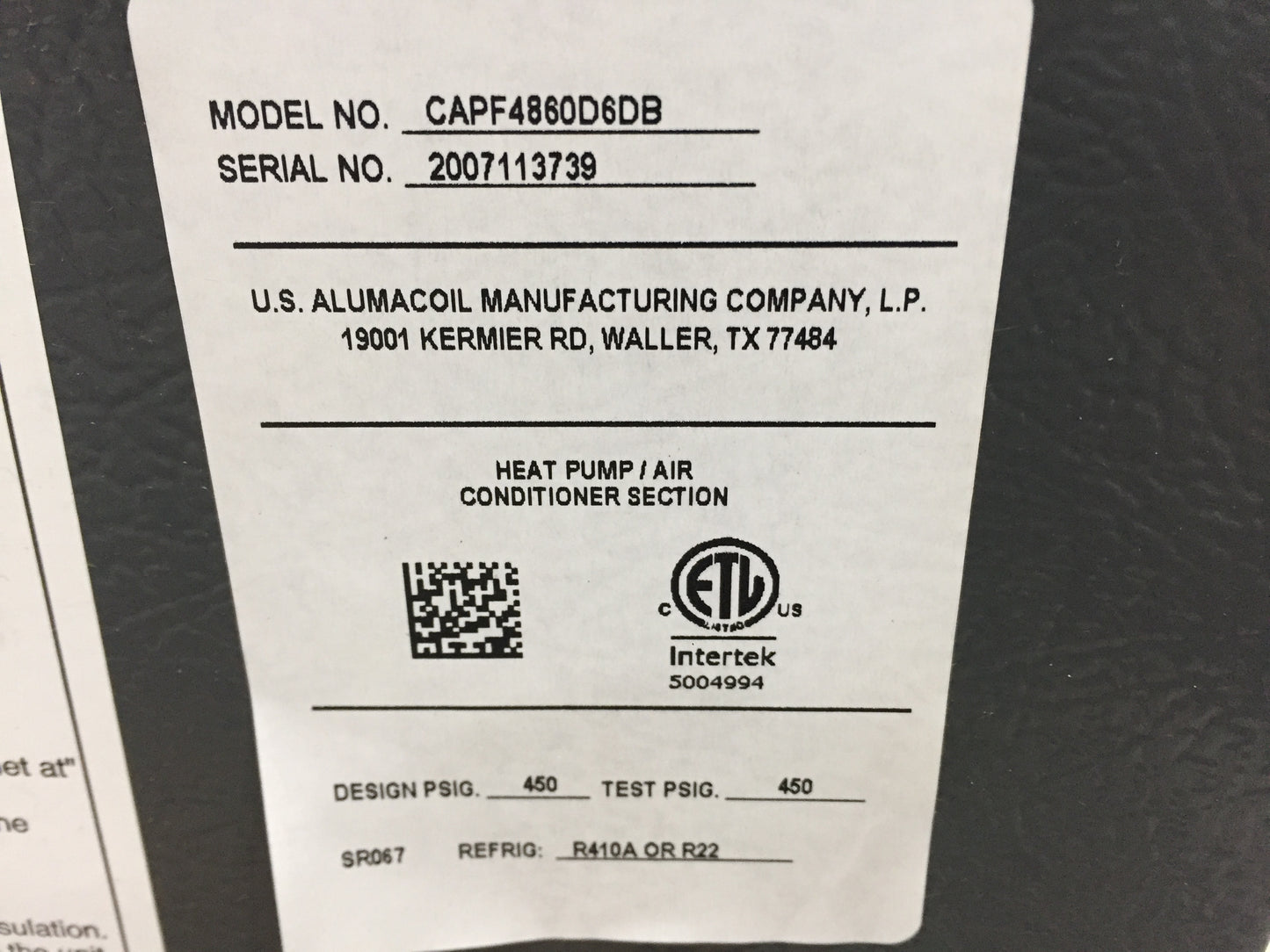 4 TON AC/HP MULTI-POSITION CASED "A" COIL R-22 OR R-410A