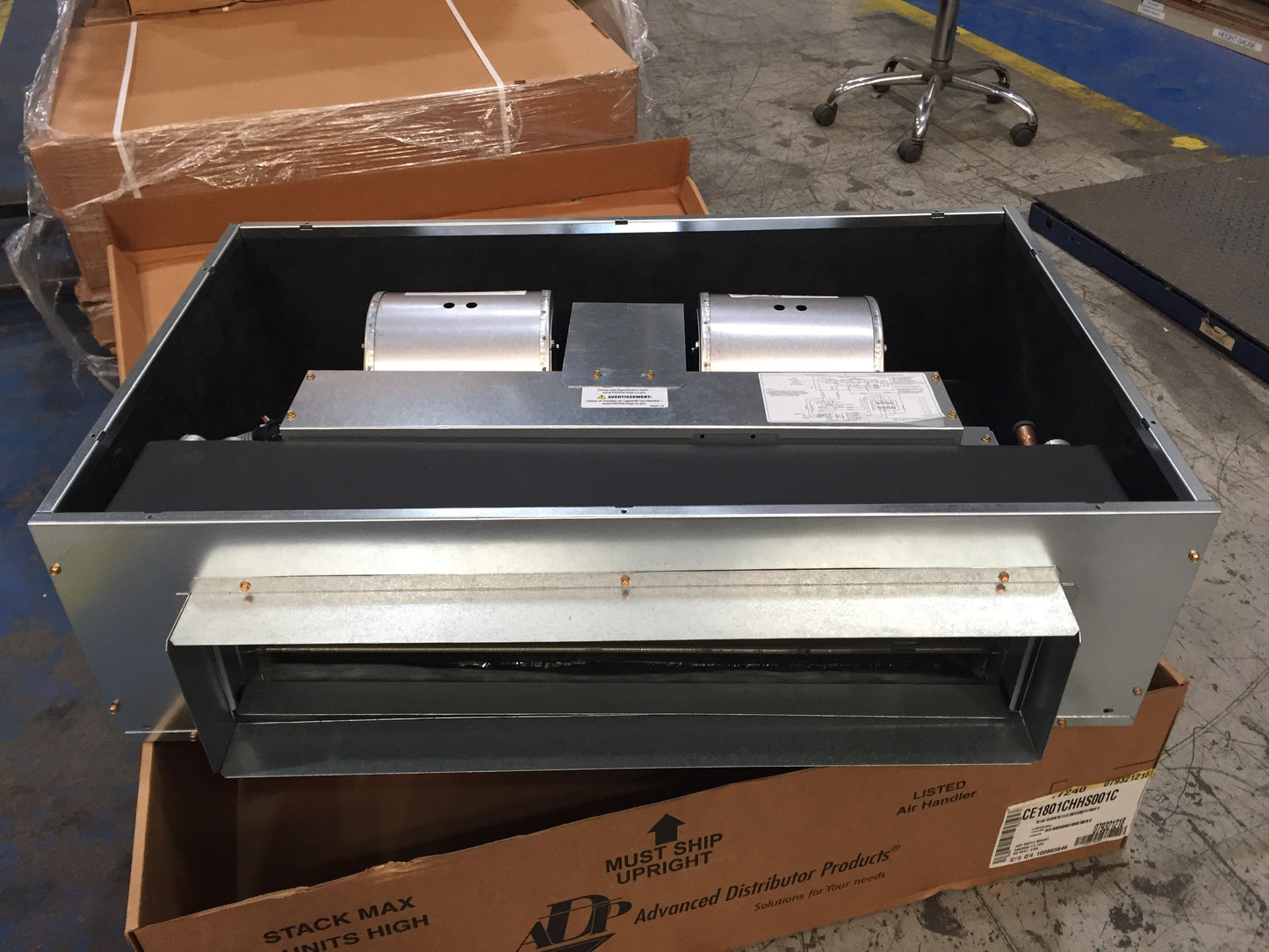 1.5 TON NOMINAL UNCASED HORIZONTAL CEILING MOUNT AIR HANDLER; 208-240V/60/1, R-410A, 600 CFM