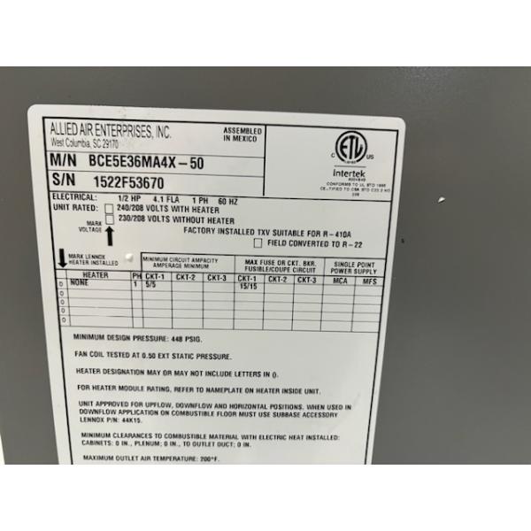 3 TON AC/HP UPFLOW/HORIZONTAL CONSTANT TORQUE PSC FANCOIL WITH 10 KW HEAT KIT 200-230/60/1 R-410A CFM 1200