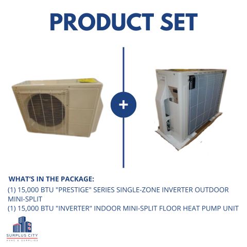 15,000 BTU "PRESTIGE" SERIES SINGLE-ZONE INVERTER MINI-SPLIT HEAT PUMP SET, 208-230/60/1 R-410A 20.3 SEER