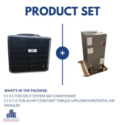 3.5 TON 14 SEER AIR CONDITIONER WITH 3.5 TON UPFLOW/HORIZONTAL AIR HANDLER 208-230/60/1