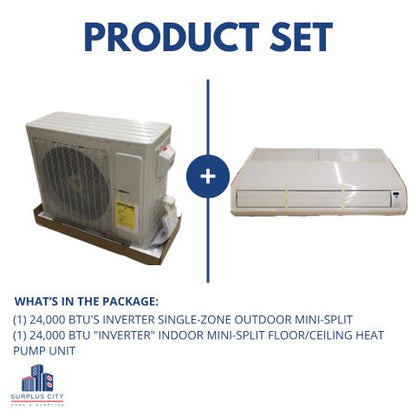 24,000 BTU SINGLE ZONE MINI SPLIT HEAT PUMP SET 208-230/60/1 16 SEER R-410A