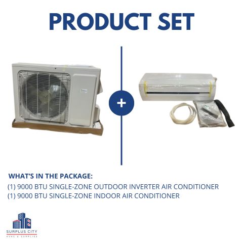 9000 BTU SINGLE-ZONE INVERTER AIR CONDITIONER MINI SPLIT SET, 15 SEER 208-230/60/1 R-410A