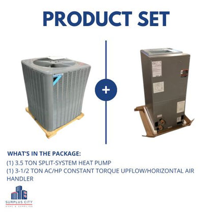 3.5 TON 14 SEER HEAT PUMP WITH 3.5 TON UPFLOW/HORIZONTAL AIR HANDLER 208-230/60/1