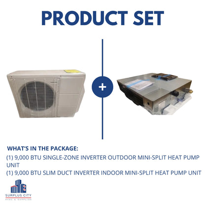 9,000 BTU "CLASSIC PLUS" SERIES SINGLE-ZONE INVERTER MINI-SPLIT HEAT PUMP SET, 208-230/60/1 R-410A 24/21.5 SEER