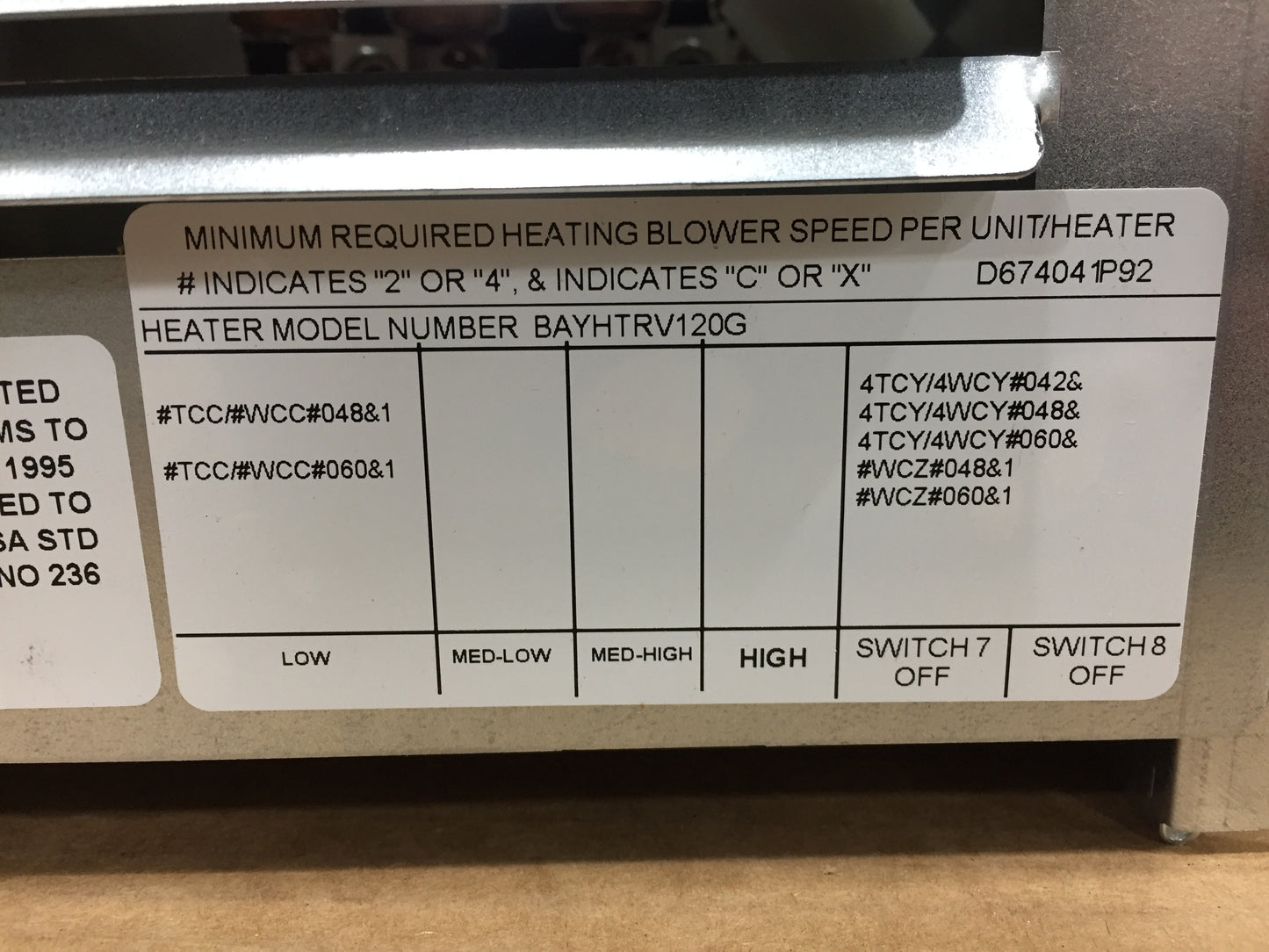 15-20 KW  ELECTRIC HEAT KIT 208-240/60/1 W/4 60 AMP FUSES