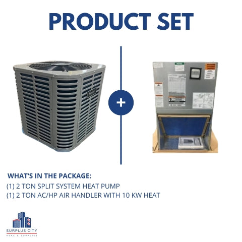 2 TON HEAT PUMP 14 SEER AND 2 TON AIR HANDLER WITH 10 KW HEAT 208-230/60/1