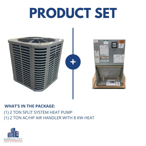 2 TON HEAT PUMP 14 SEER AND 2 TON AIR HANDLER WITH 8 KW HEAT 208-230/60/1