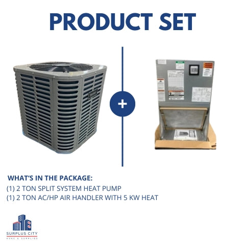 2 TON HEAT PUMP 14 SEER AND 2 TON AIR HANDLER WITH 5 KW HEAT 208-230/60/1