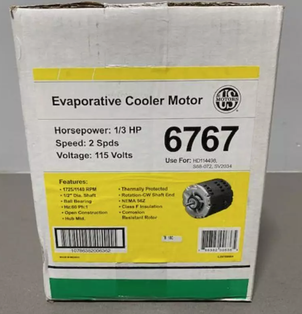 1/3 HP EVAPORATIVE COOLER MOTOR 115/60/1 1725/1140 RPM 2 SPEED