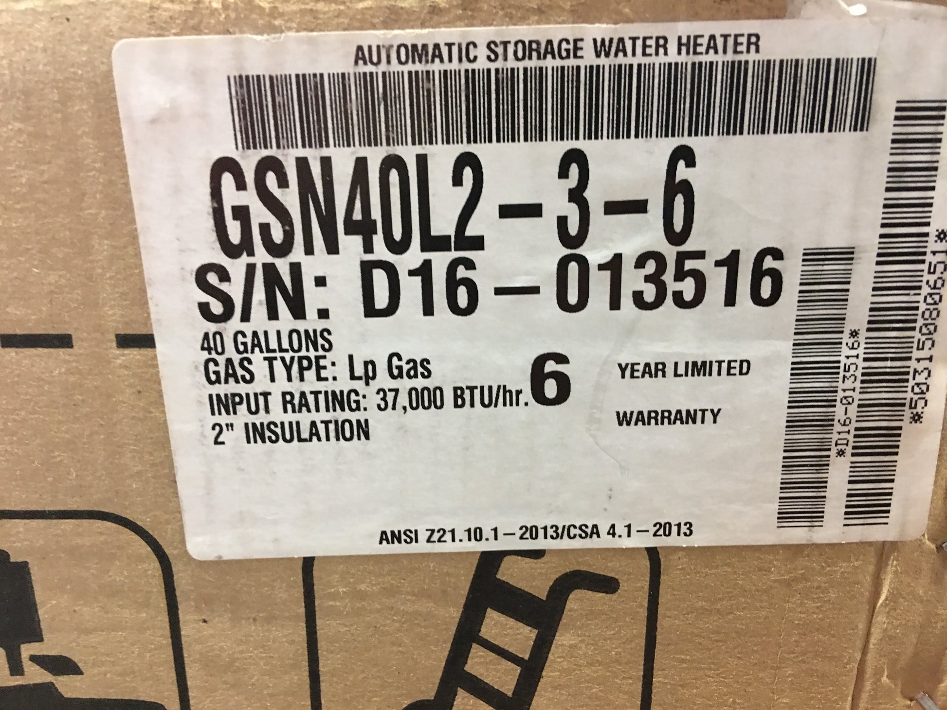 40 GALLON RESIDENTIAL GAS HOT WATER HEATER