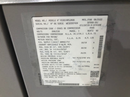 2-1/2 TON SPLIT-SYSTEM HEAT PUMP 208-230/60/1 R410A 14 SEER