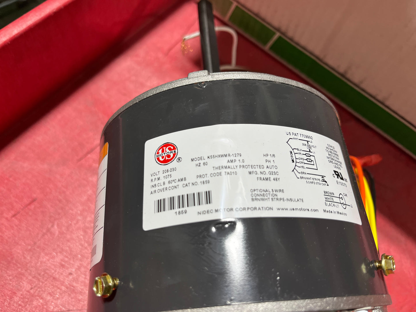 1/6 Hp Condenser Fan Motor 208-230/60/1 1075 Rpm