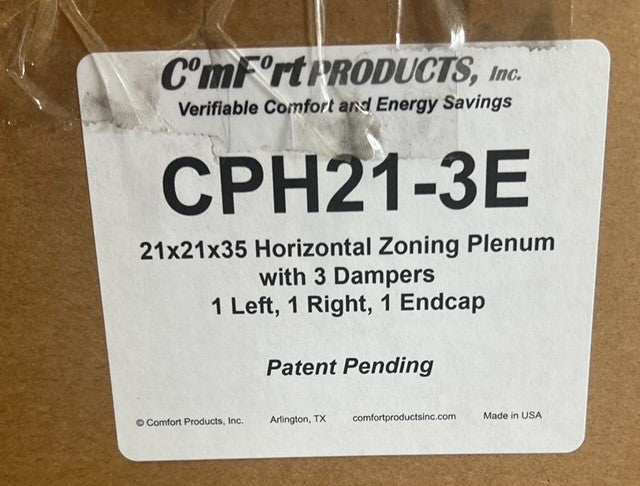 ComfortPLENUM CPH21-3E 2-Zone Sheet Metal Plenum With Zone Dampers and Bypass Damper Built In