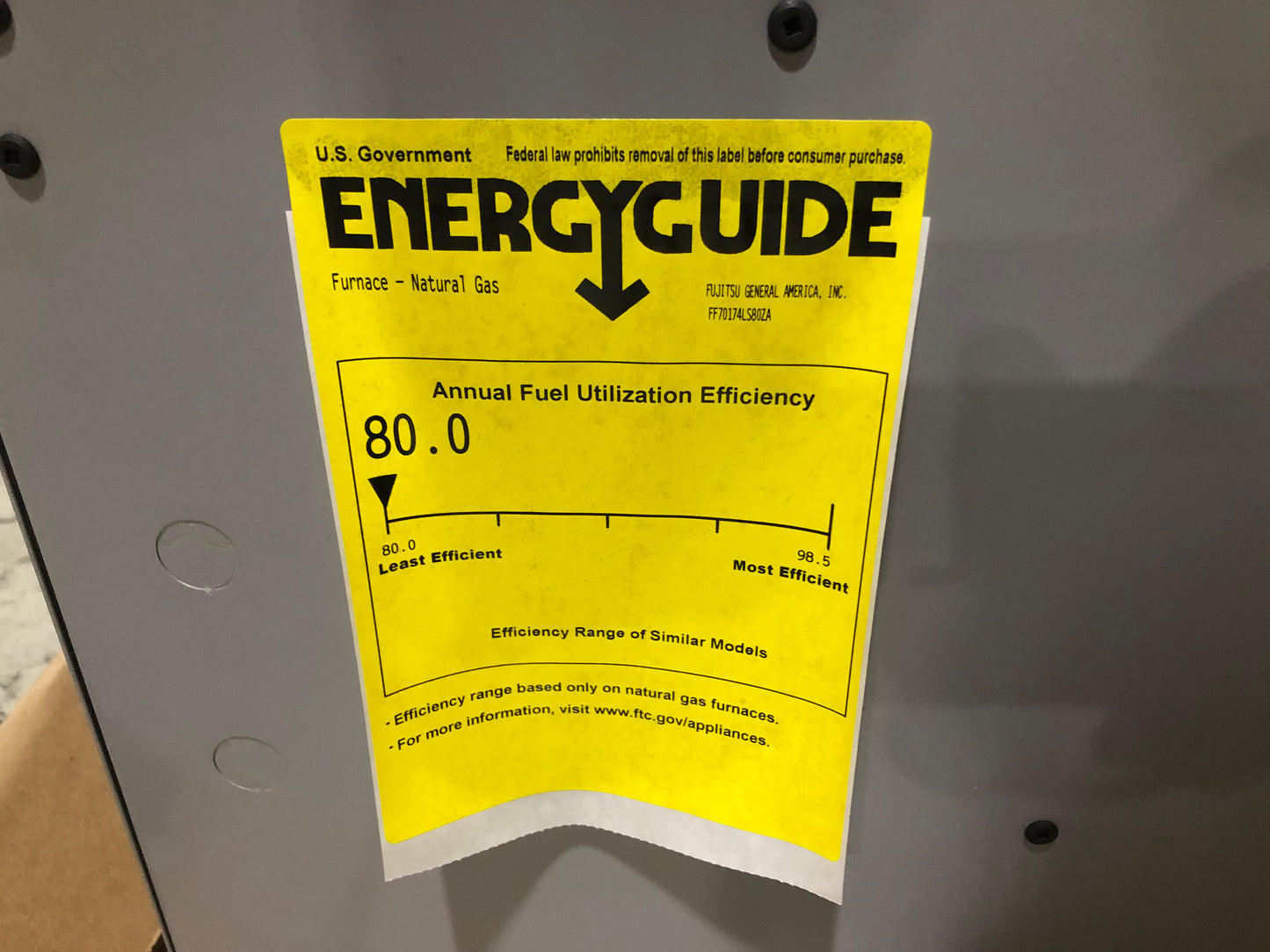 70000 BTU SINGLE-STAGE UPFLOW/HORIZONTAL ECM VARIABLE SPEED GAS FURNACE 80% AFUE 115/60/1 CFM: 1498