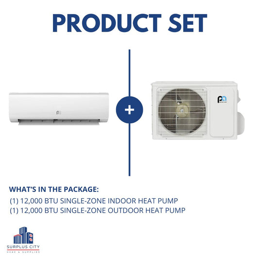 12000 BTU HYPER HEAT SINGLE-ZONE INVERTER HEAT PUMP MINI SPLIT SET, 22.5 SEER 208-230/60/1 R410A